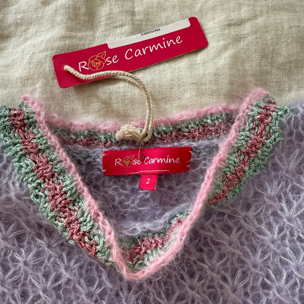 NWT Rose Carmine Mohair Balloon Sleave Sweater M - Picture 5 of 8